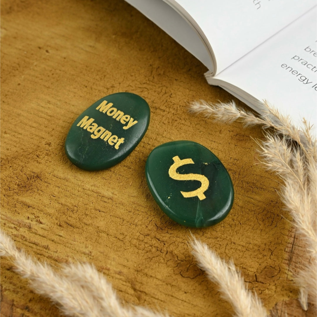 Green jade money magnet coin