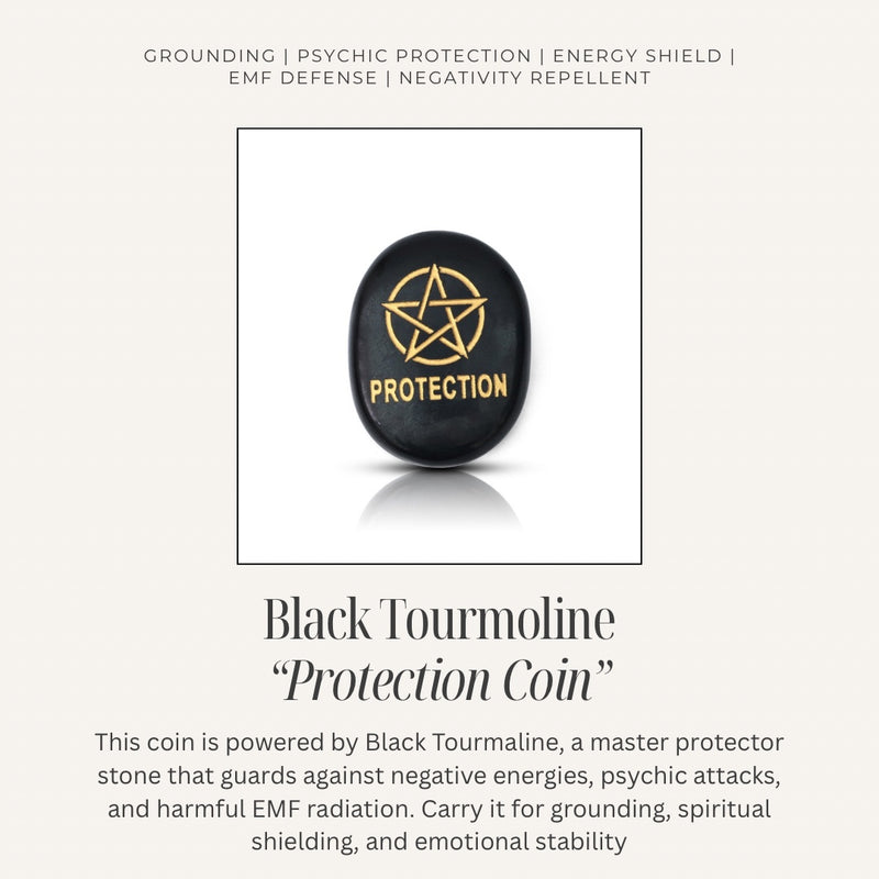 Black tourmaline protection coin