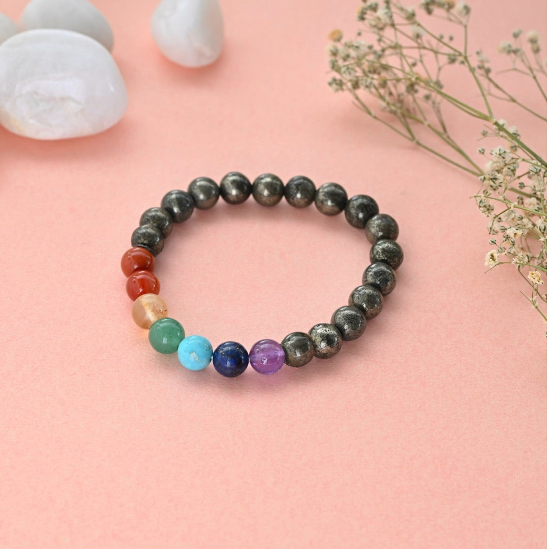 Pyrite & 7 Chakras Bracelet