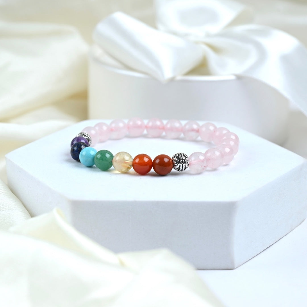 Rose Quartz & 7 Chakras Bracelet