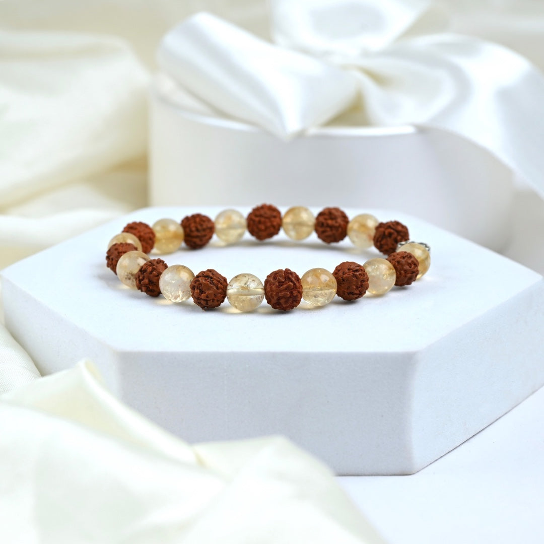 Rudraksha & Citrine Bracelet