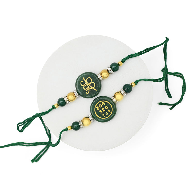 Green Aventurine Zibu Symbol Rakhi