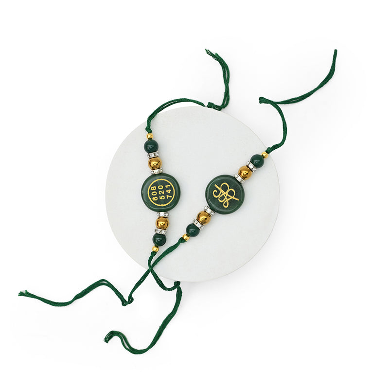Green Aventurine Zibu Symbol Rakhi