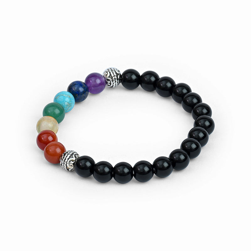 Black Tourmaline & 7 Chakras Bracelet