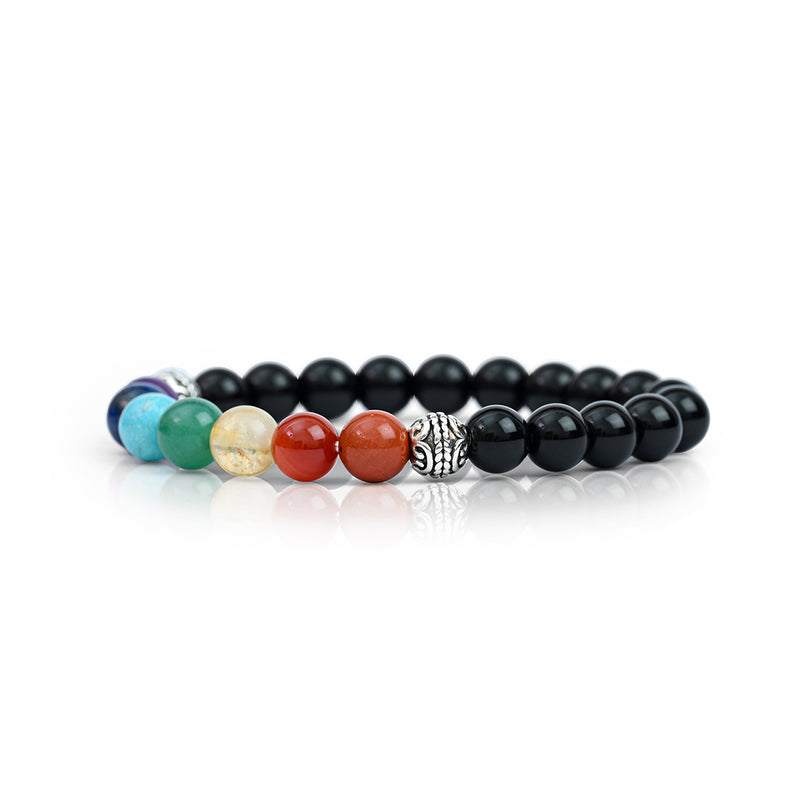 Black Tourmaline & 7 Chakras Bracelet