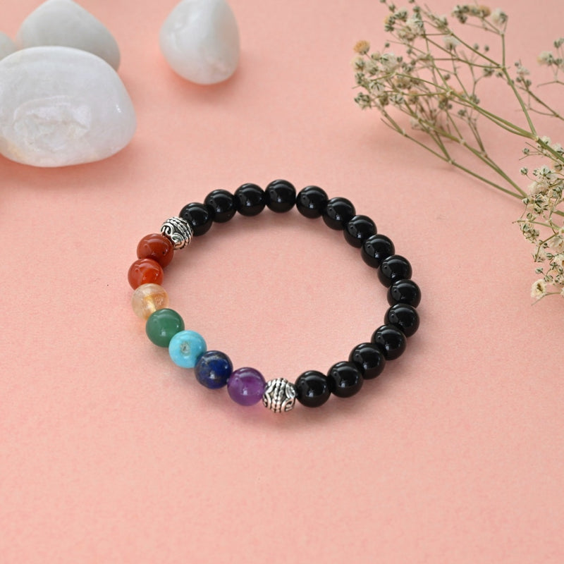 Black Tourmaline & 7 Chakras Bracelet