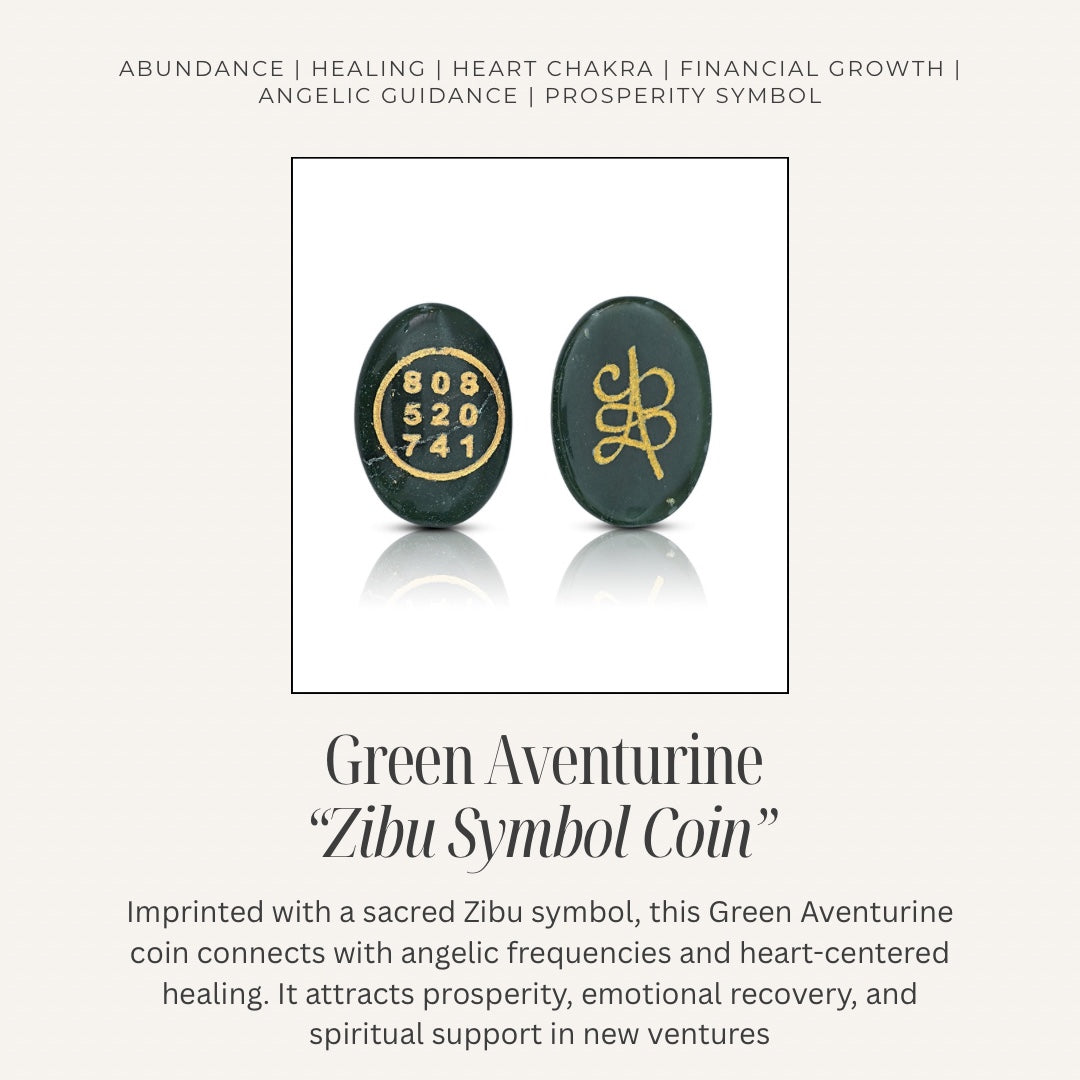 Green aventurine zibu symbol coin
