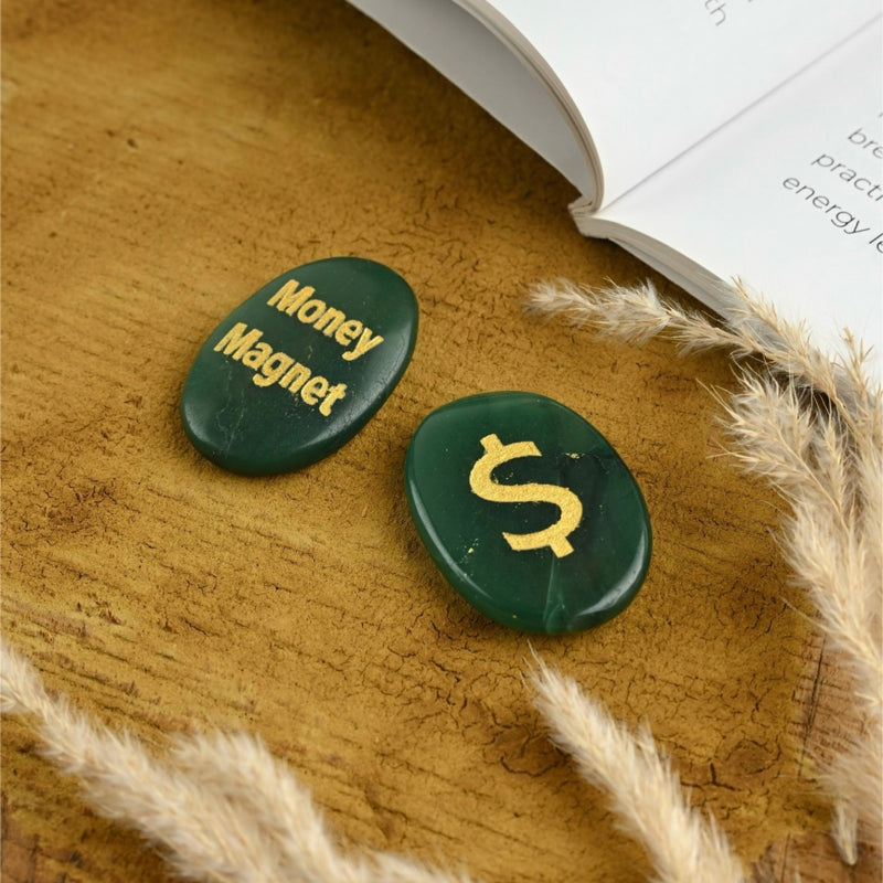 Green jade money magnet coin
