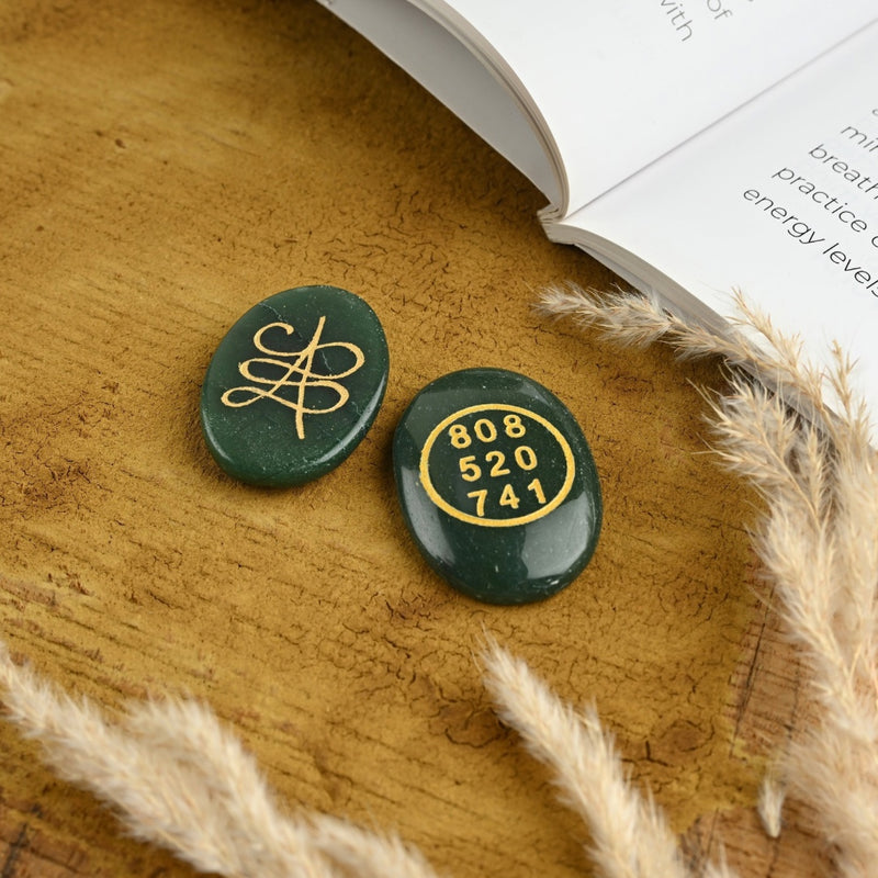 Green aventurine zibu symbol coin