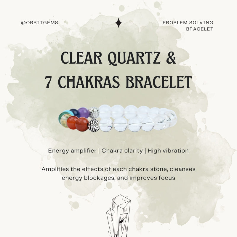 Clear Quartz & 7 Chakras Bracelet