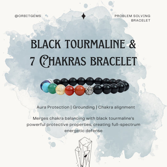 Black Tourmaline & 7 Chakras Bracelet