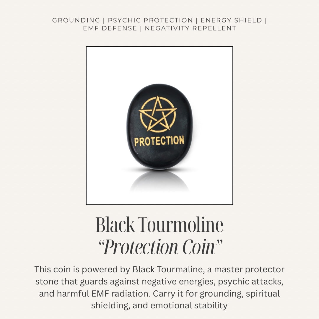 Black tourmaline protection coin