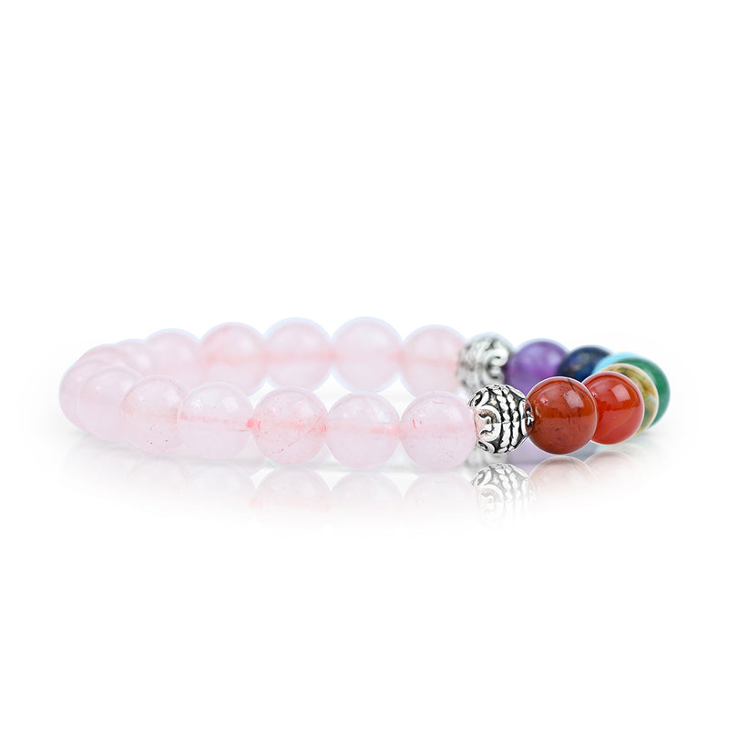 Rose Quartz & 7 Chakras Bracelet