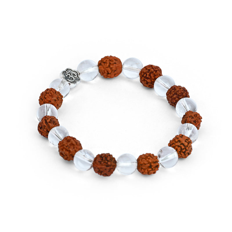 Rudraksh & Clear Quartz Bracelet