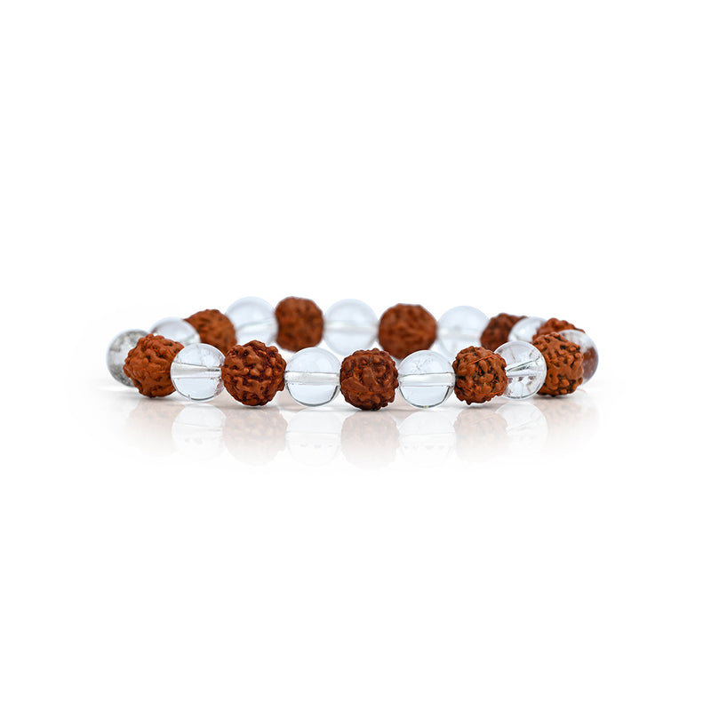 Rudraksh & Clear Quartz Bracelet