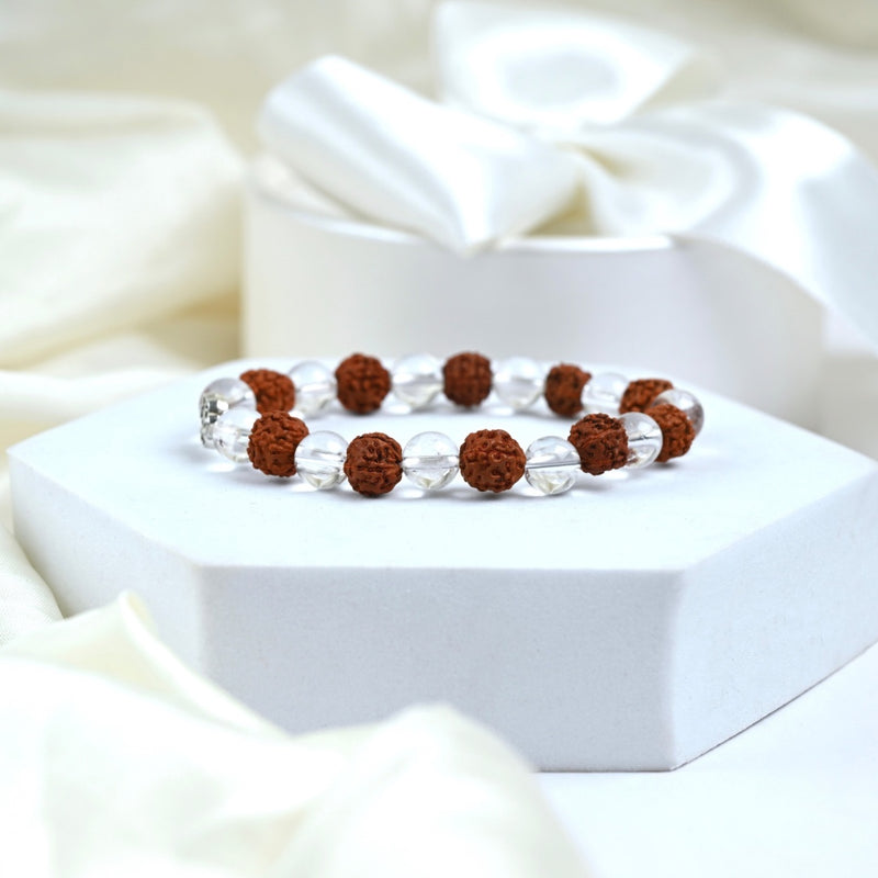Rudraksh & Clear Quartz Bracelet