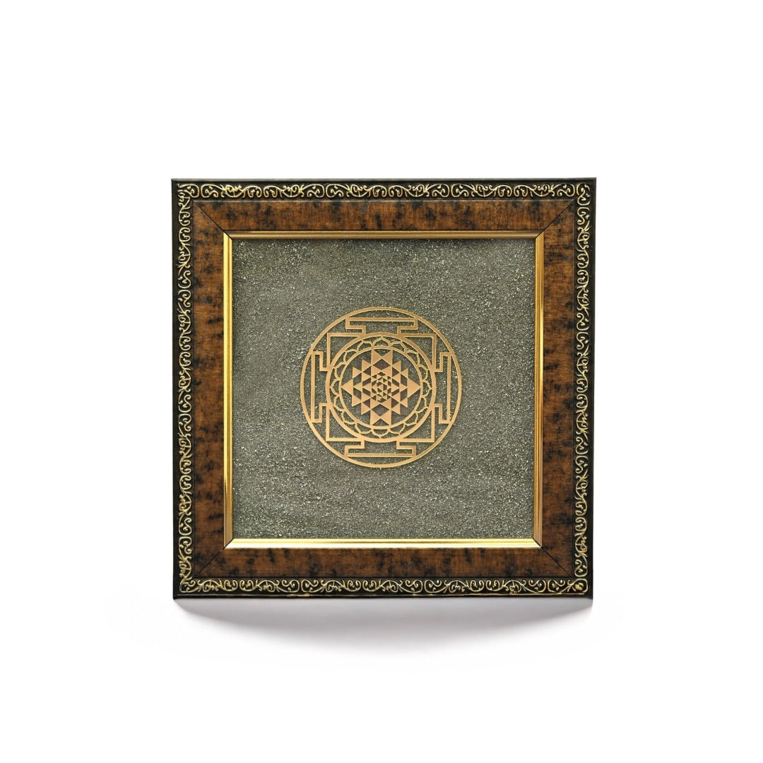 Shree Yantra with Pyrite Frame