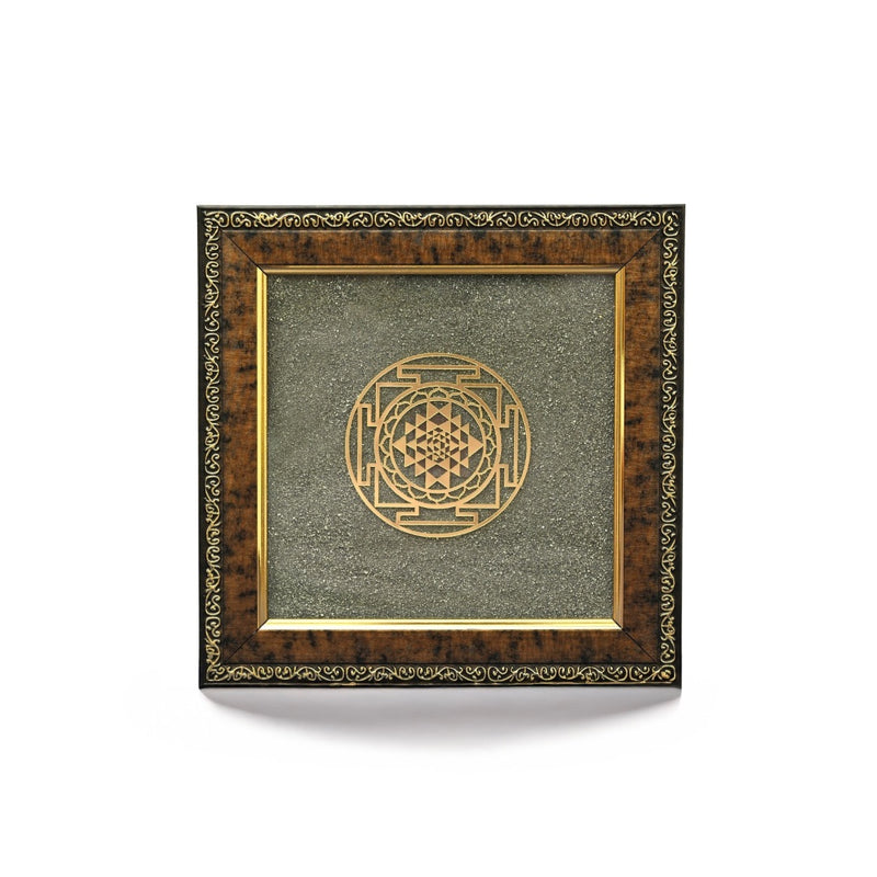 Shree Yantra with Pyrite Frame