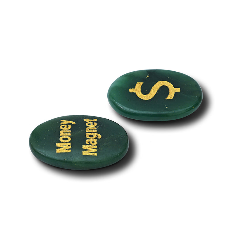 Green jade money magnet coin