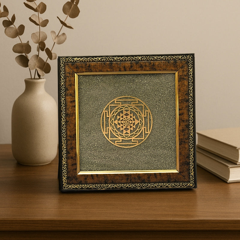 Shree Yantra with Pyrite Frame